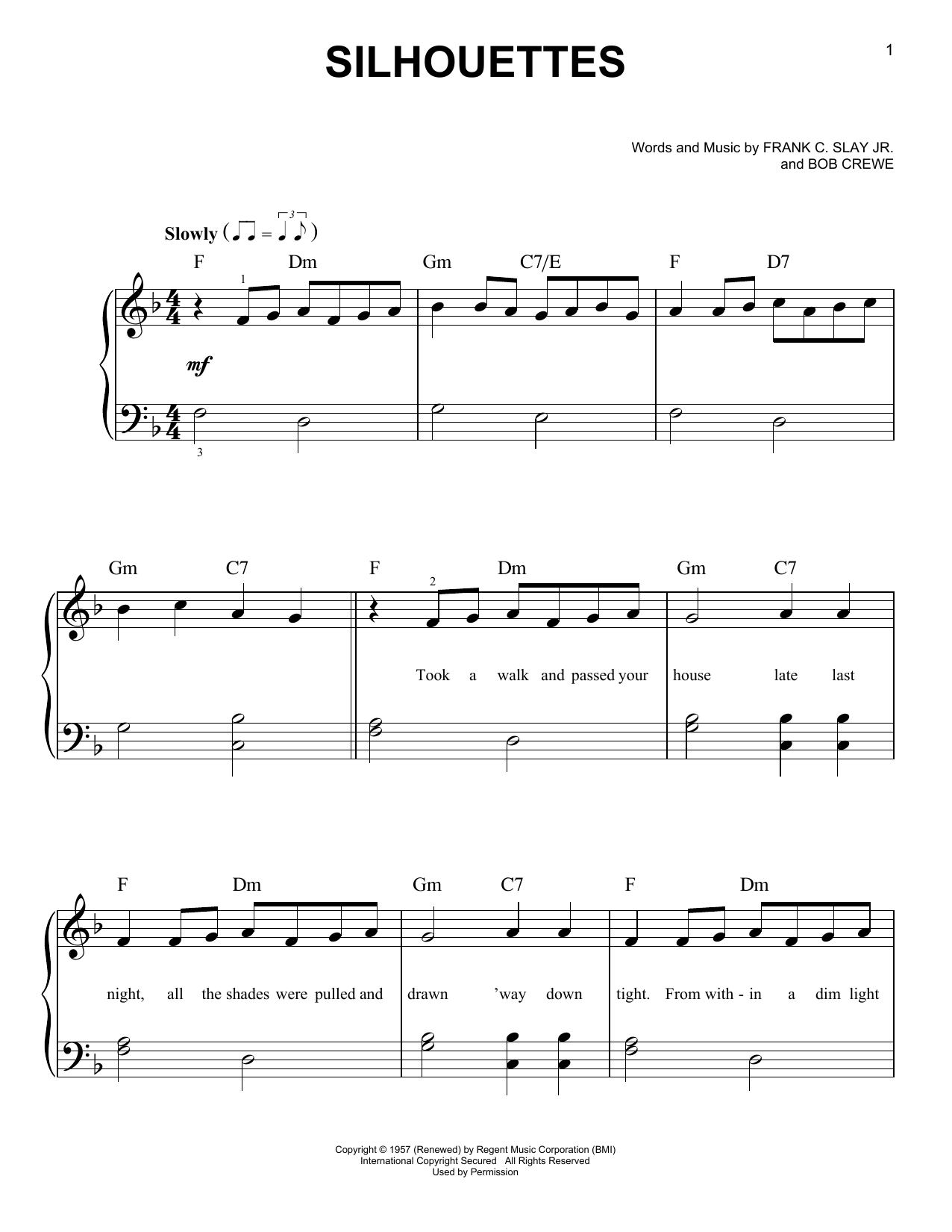 Herman's Hermits Silhouettes sheet music notes and chords. Download Printable PDF.