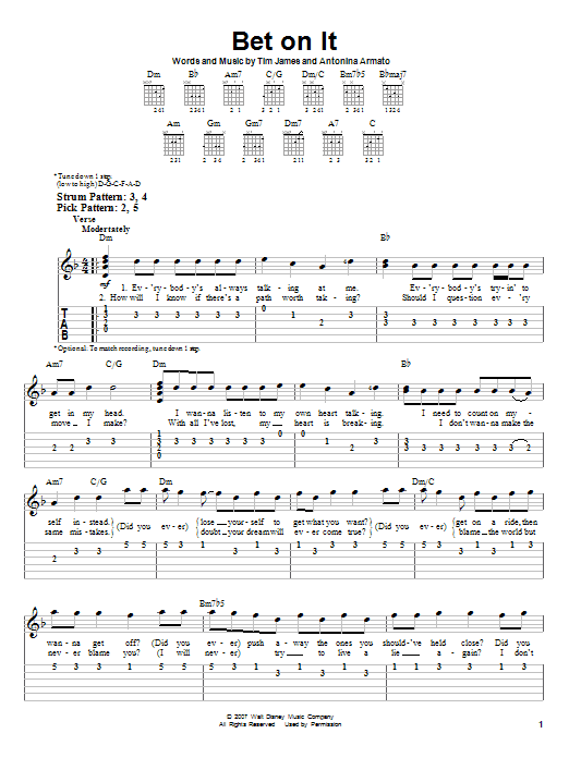 High School Musical 2 Bet On It sheet music notes and chords. Download Printable PDF.