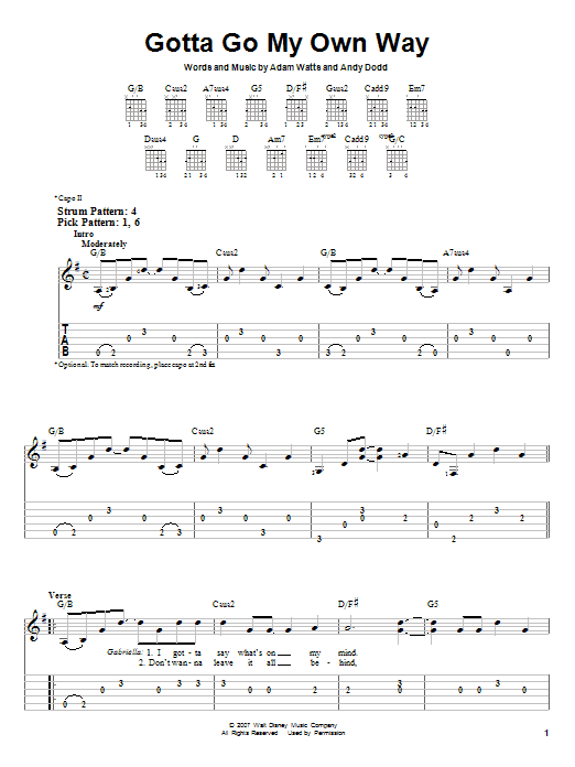 High School Musical 2 Gotta Go My Own Way sheet music notes and chords. Download Printable PDF.