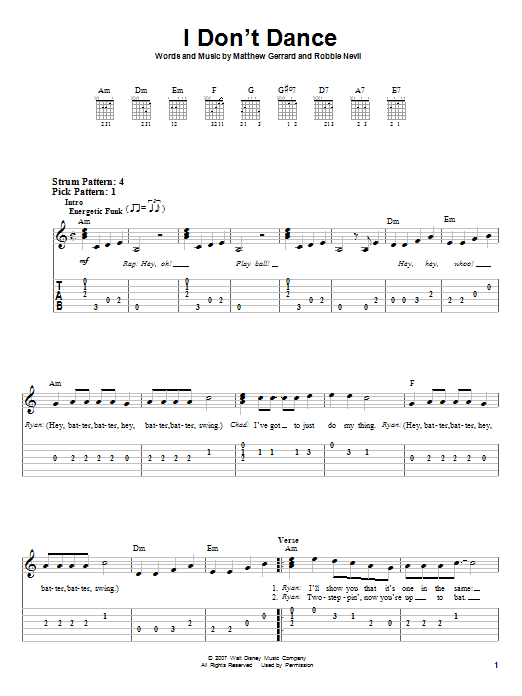 High School Musical 2 I Don't Dance sheet music notes and chords. Download Printable PDF.