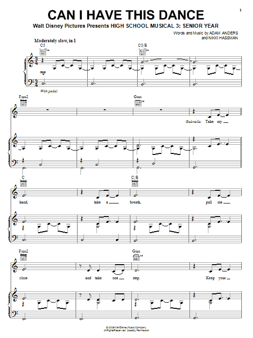 High School Musical 3 Can I Have This Dance sheet music notes and chords. Download Printable PDF.