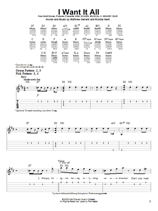 High School Musical 3 I Want It All sheet music notes and chords. Download Printable PDF.