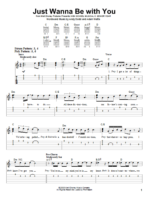 High School Musical 3 Just Wanna Be With You sheet music notes and chords. Download Printable PDF.