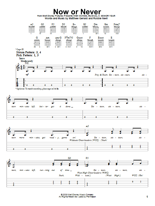 High School Musical 3 Now Or Never sheet music notes and chords. Download Printable PDF.