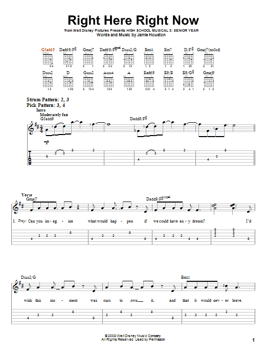 High School Musical 3 Right Here Right Now sheet music notes and chords. Download Printable PDF.