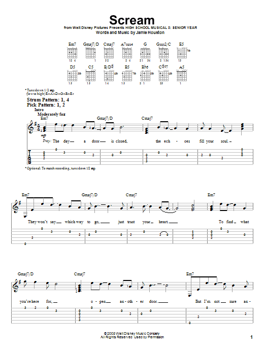 High School Musical 3 Scream sheet music notes and chords. Download Printable PDF.