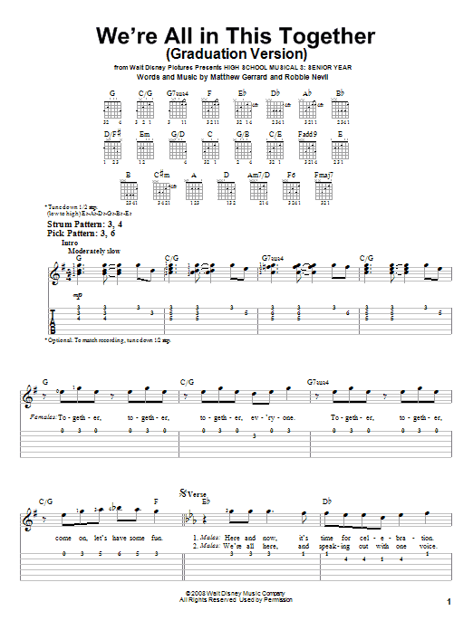 High School Musical 3 We're All In This Together (Graduation Version) sheet music notes and chords. Download Printable PDF.