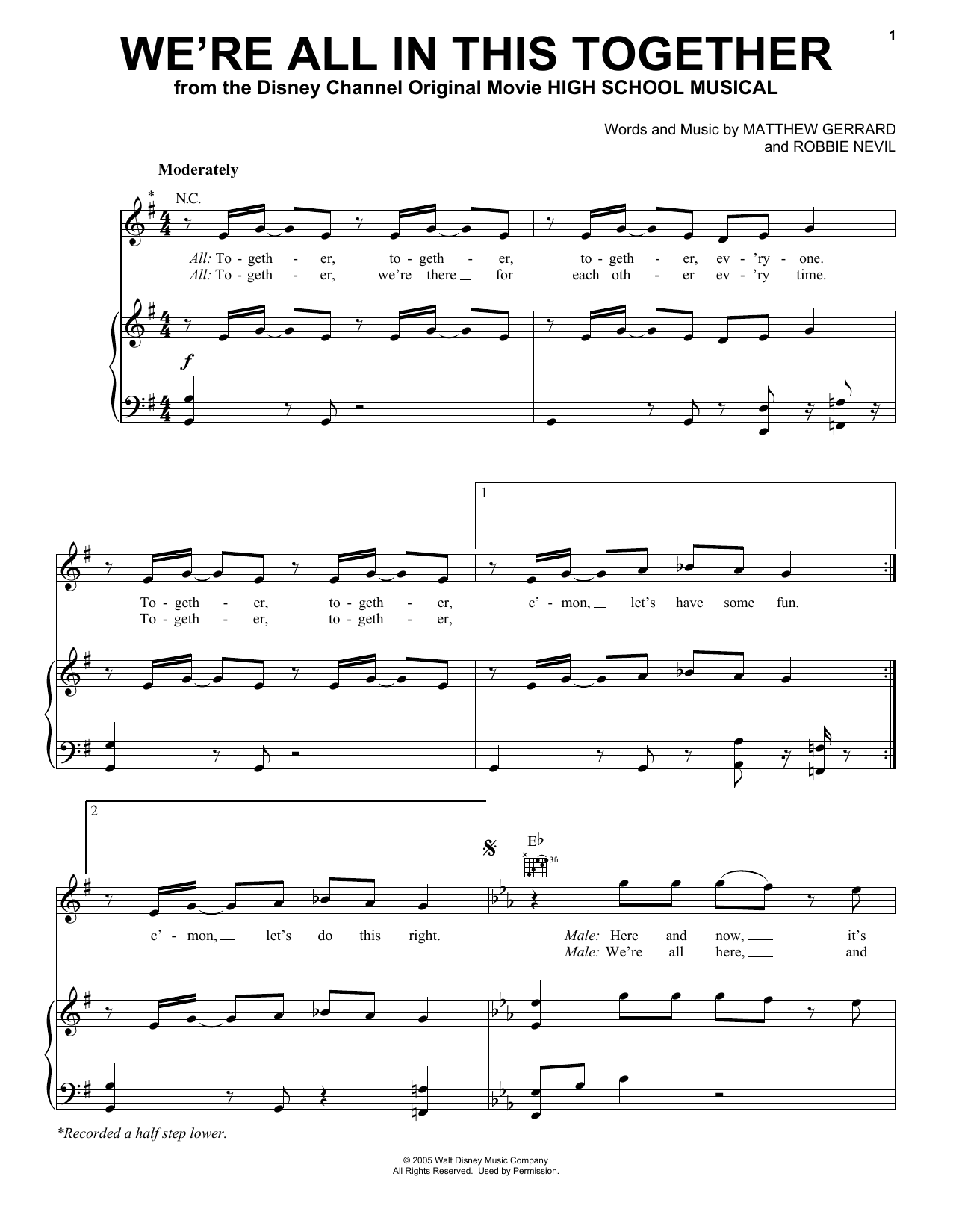 High School Musical Cast We're All In This Together (from High School Musical) sheet music notes and chords. Download Printable PDF.