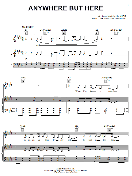 Learn to play Hilary Duff Anywhere But Here sheet music for Piano, Vocal & Guitar Chords (Right-Hand Melody) in minutes. Price: 7.8900$ Hilary Duff Anywhere But Here sheet music notes and chords arranged for Piano, Vocal & Guitar Chords (Right-Hand Melody)