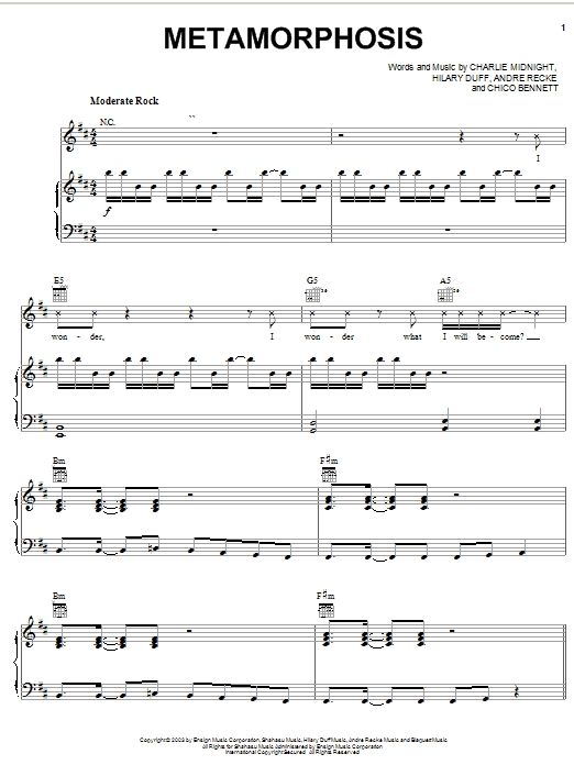 Learn to play Hilary Duff Metamorphosis sheet music for Piano, Vocal & Guitar Chords (Right-Hand Melody) in minutes. Price: 7.8900$ Hilary Duff Metamorphosis sheet music notes and chords arranged for Piano, Vocal & Guitar Chords (Right-Hand Melody)