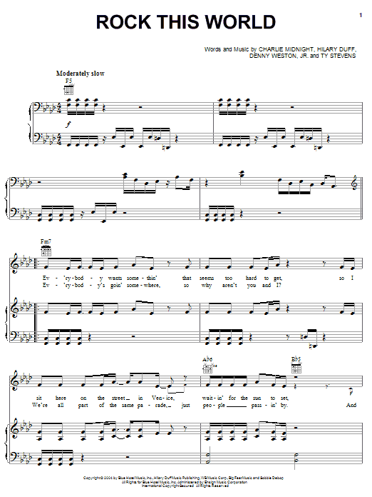 Learn to play Hilary Duff Rock This World sheet music for Piano, Vocal & Guitar Chords (Right-Hand Melody) in minutes. Price: 7.8900$ Hilary Duff Rock This World sheet music notes and chords arranged for Piano, Vocal & Guitar Chords (Right-Hand Melody)