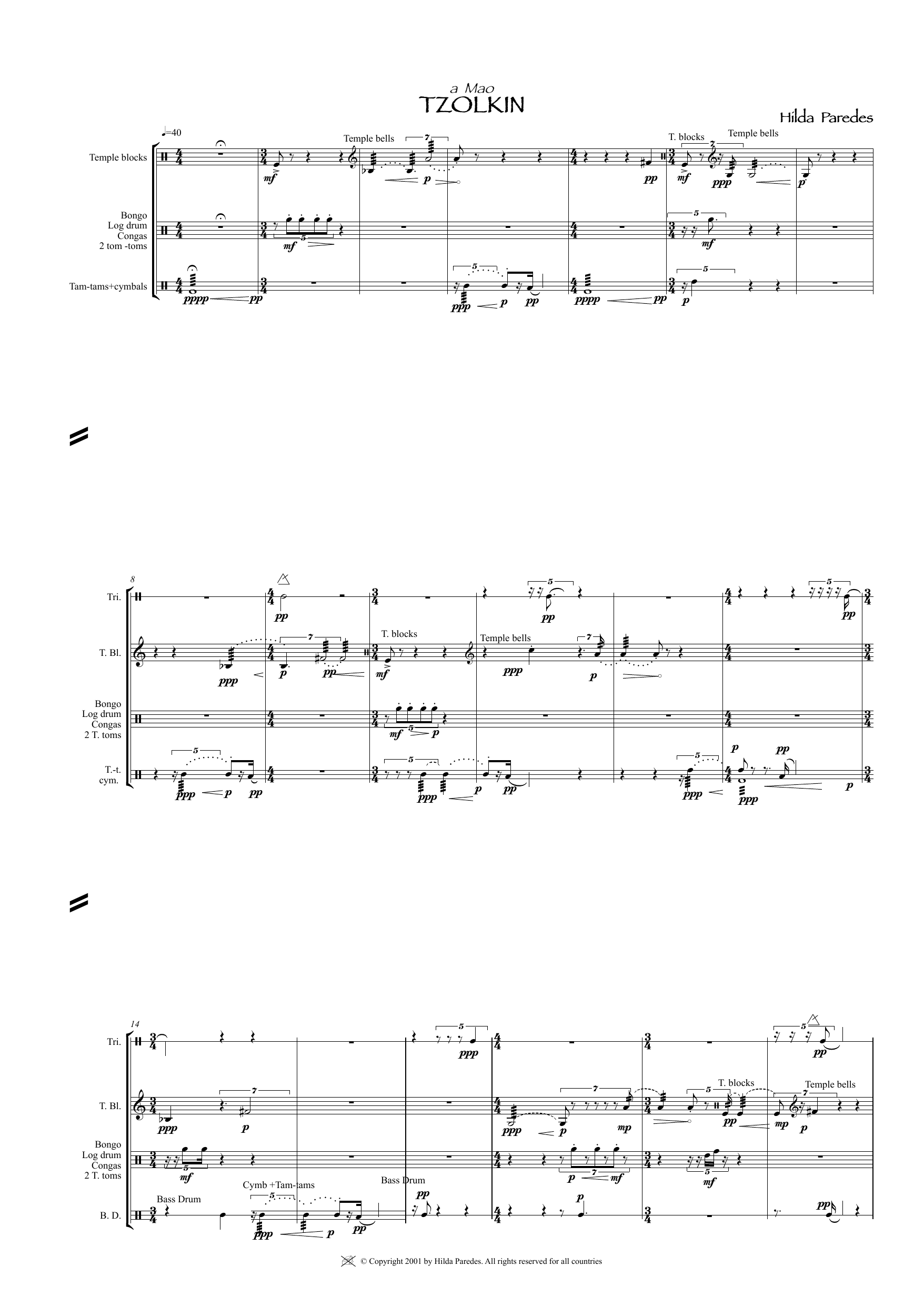 Hilda Paredes Tzolkin sheet music notes and chords. Download Printable PDF.