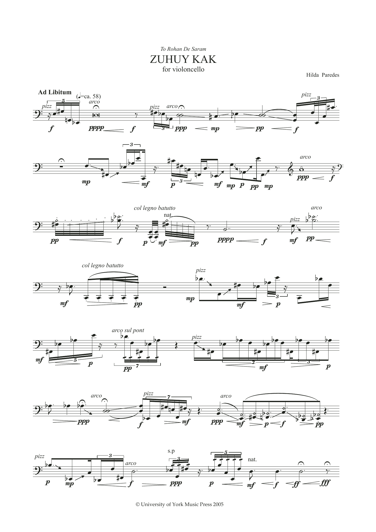 Learn to play Hilda Paredes Zuhuy Kak sheet music for Cello Solo in minutes. Price: 6.9900$ Hilda Paredes Zuhuy Kak sheet music notes and chords arranged for Cello Solo