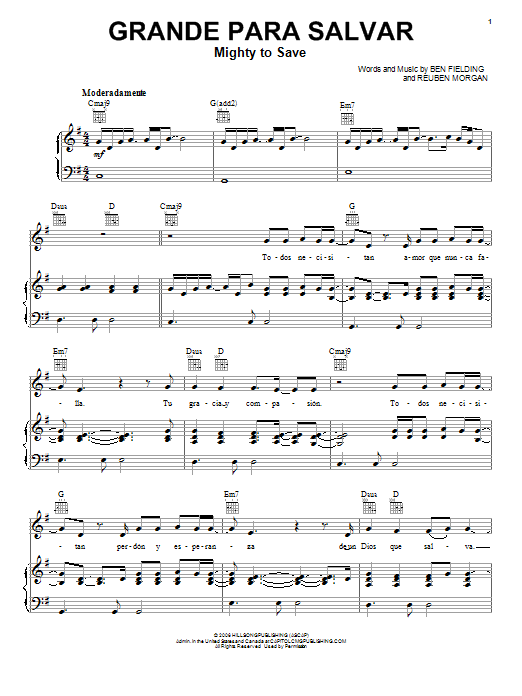 Hillsong Mighty To Save sheet music notes and chords arranged for Piano, Vocal & Guitar Chords (Right-Hand Melody)