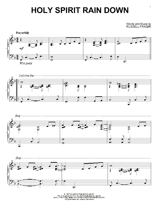 Russell Fragar Holy Spirit Rain Down sheet music notes and chords. Download Printable PDF.