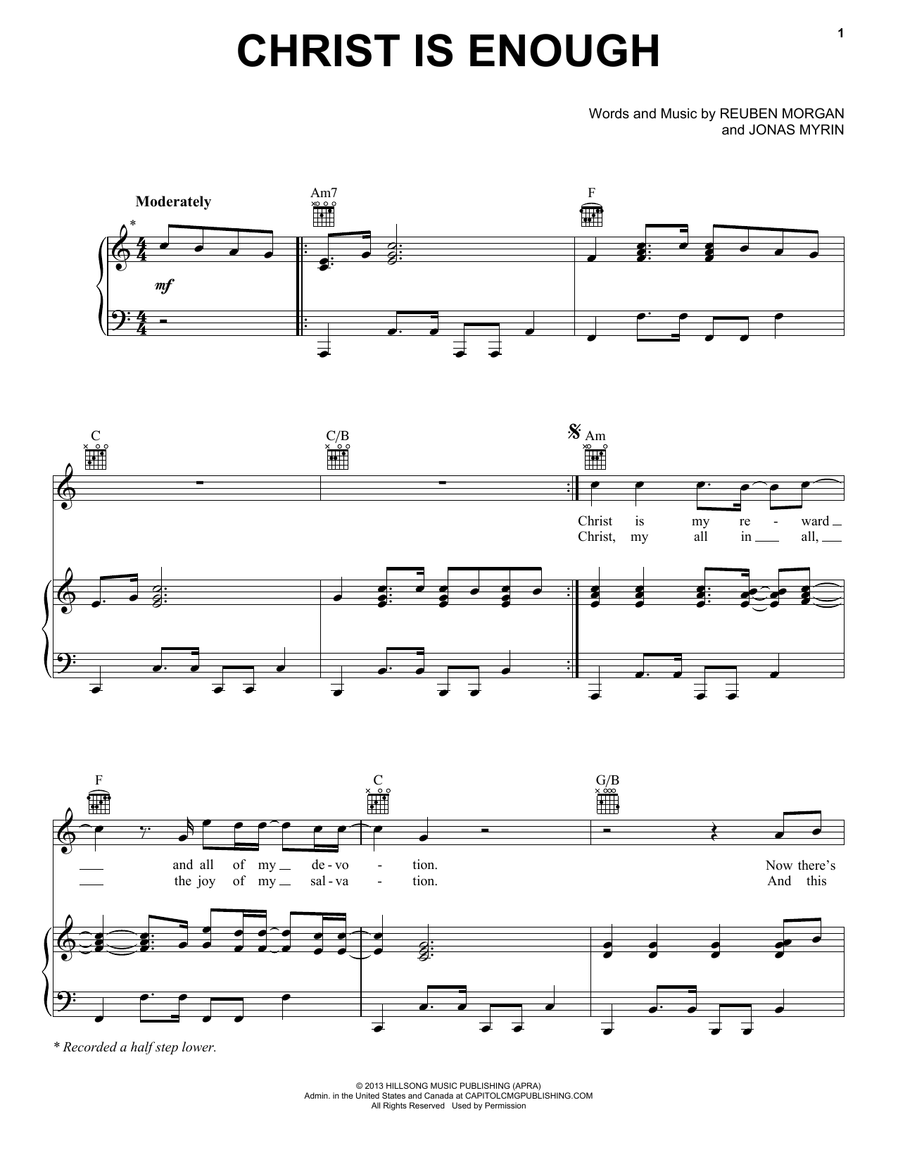 Reuben Morgan Christ Is Enough sheet music notes and chords. Download Printable PDF.