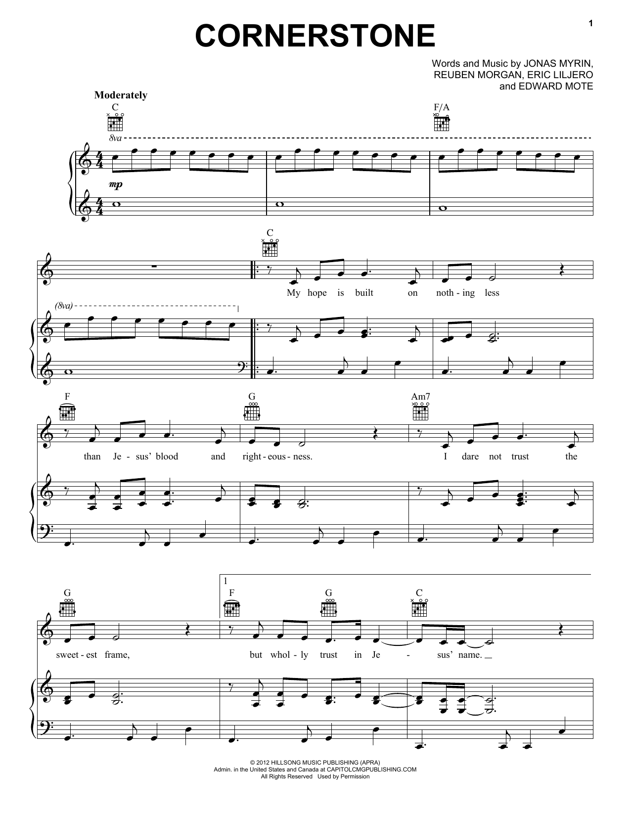 Hillsong Live Cornerstone sheet music notes and chords. Download Printable PDF.