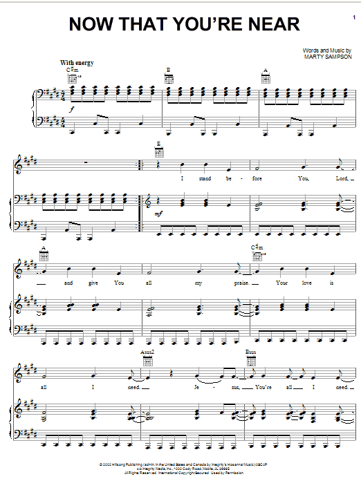 Hillsong Now That You're Near sheet music notes and chords arranged for Piano, Vocal & Guitar Chords (Right-Hand Melody)