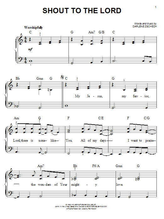 Hillsong Shout To The Lord sheet music notes and chords. Download Printable PDF.