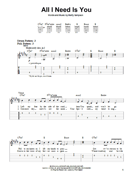 Hillsong United All I Need Is You sheet music notes and chords. Download Printable PDF.