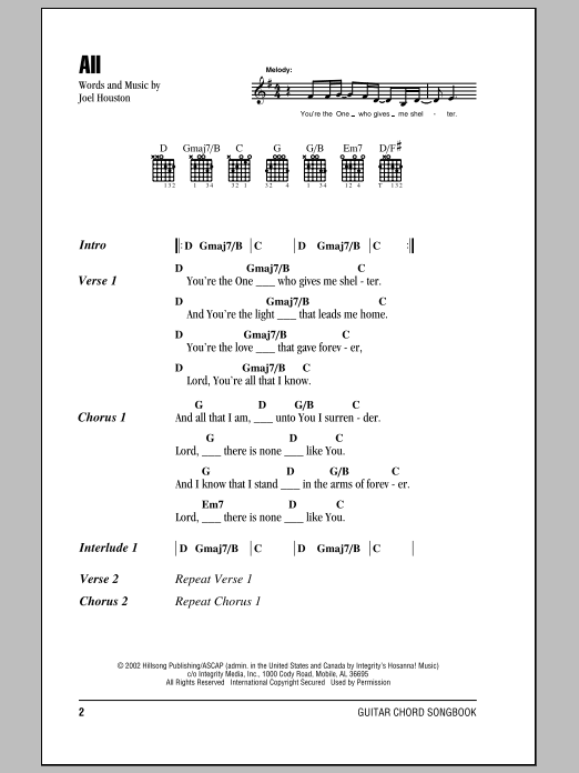 Hillsong United All sheet music notes and chords. Download Printable PDF.