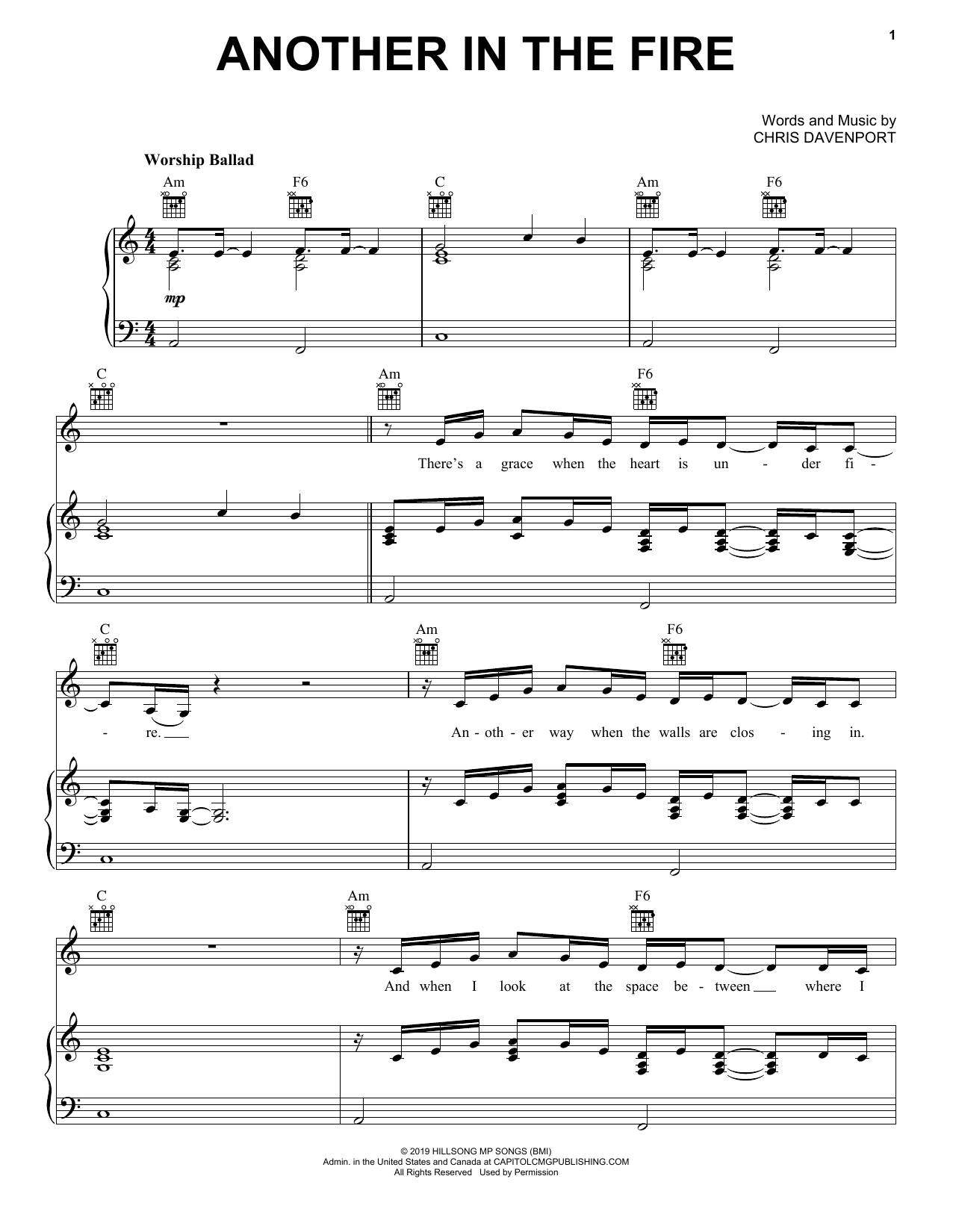 Hillsong United Another In The Fire sheet music notes and chords. Download Printable PDF.