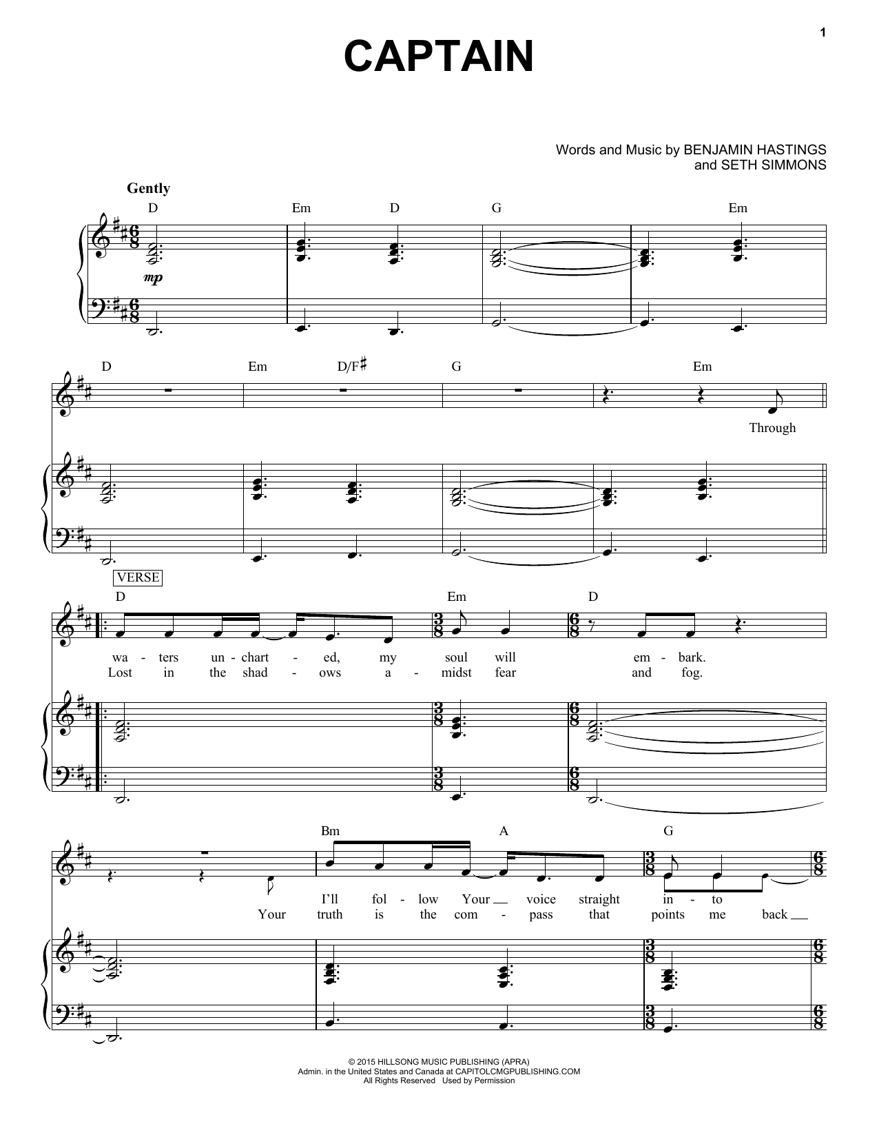 Hillsong United Captain sheet music notes and chords. Download Printable PDF.