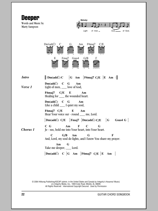 Hillsong United Deeper sheet music notes and chords. Download Printable PDF.