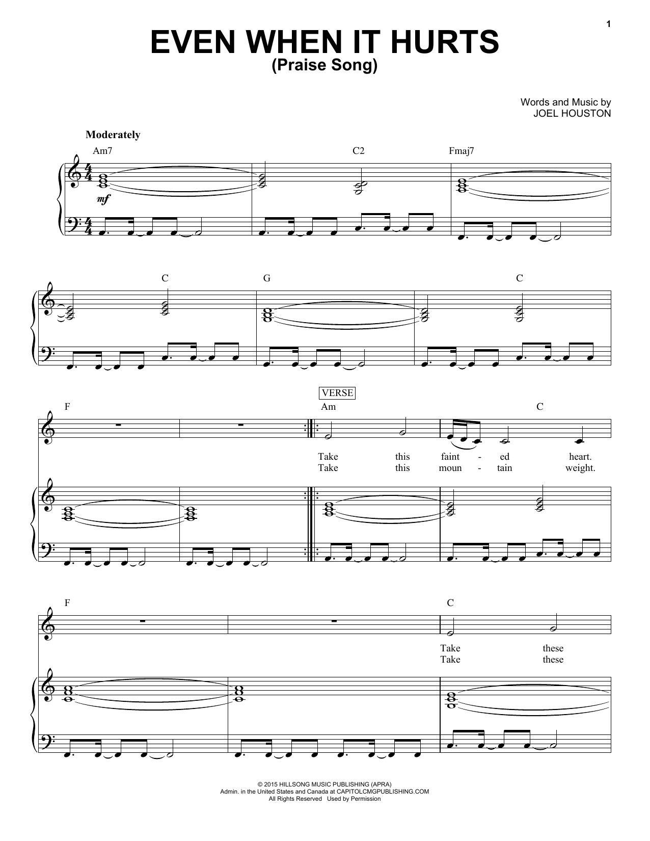 Hillsong United Even When It Hurts (Praise Song) sheet music notes and chords. Download Printable PDF.