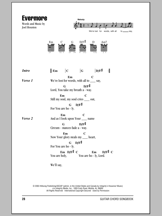 Hillsong United Evermore sheet music notes and chords. Download Printable PDF.