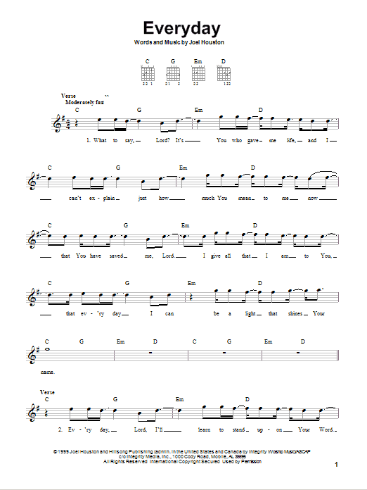 Hillsong United Everyday sheet music notes and chords. Download Printable PDF.