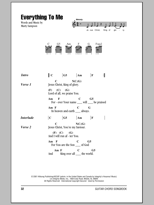 Hillsong United Everything To Me sheet music notes and chords. Download Printable PDF.