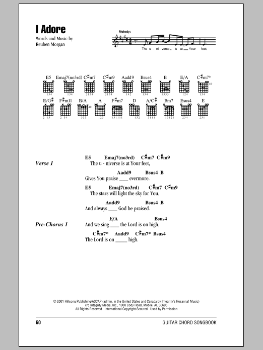 Hillsong United I Adore sheet music notes and chords. Download Printable PDF.