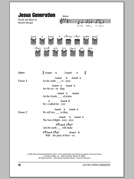 Hillsong United Jesus Generation sheet music notes and chords. Download Printable PDF.