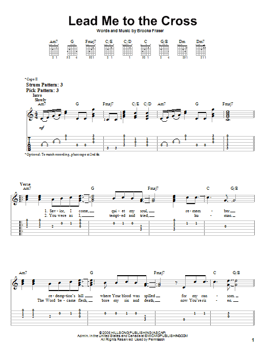 Brooke Ligertwood Lead Me To The Cross sheet music notes and chords. Download Printable PDF.