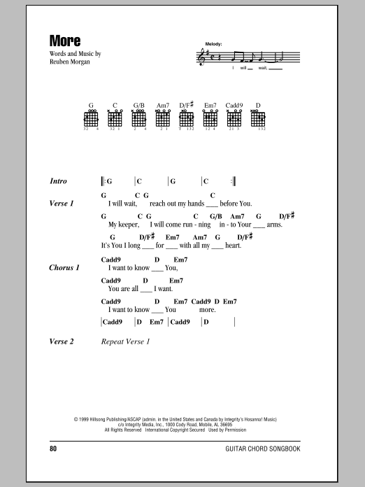 Hillsong United More sheet music notes and chords. Download Printable PDF.