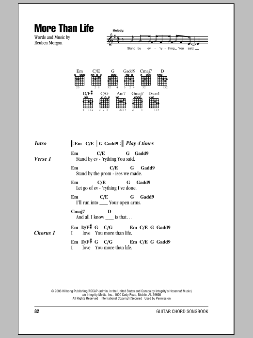 Hillsong United More Than Life sheet music notes and chords. Download Printable PDF.