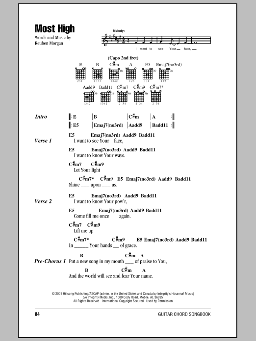 Hillsong United Most High sheet music notes and chords. Download Printable PDF.