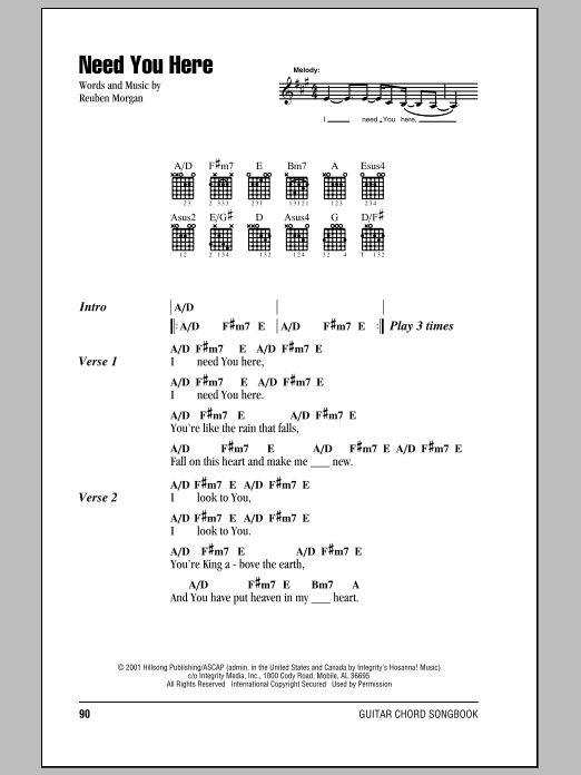 Hillsong United Need You Here sheet music notes and chords. Download Printable PDF.