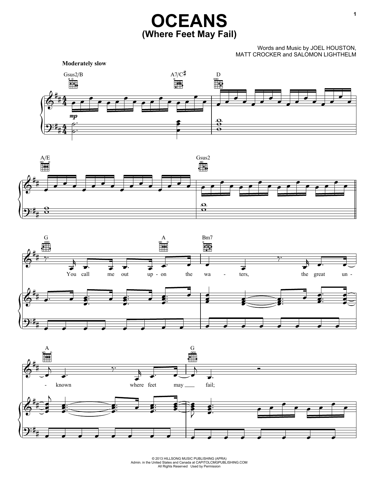 Hillsong United Oceans (Where Feet May Fail) sheet music notes and chords. Download Printable PDF.