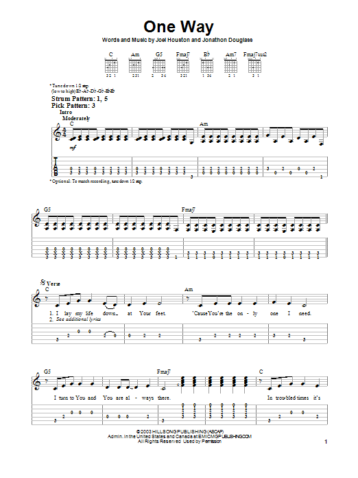 Hillsong United One Way sheet music notes and chords. Download Printable PDF.