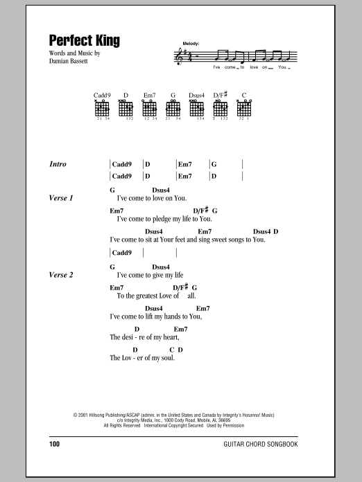 Hillsong United Perfect King sheet music notes and chords. Download Printable PDF.