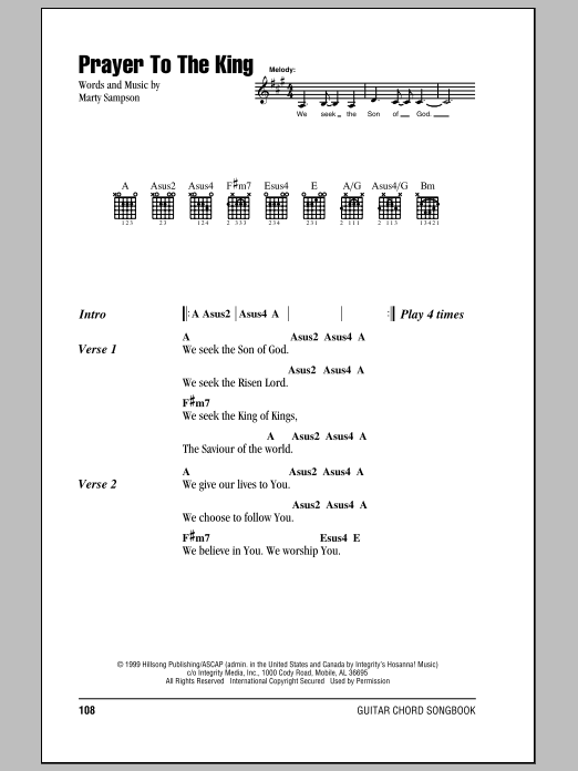 Hillsong United Prayer To The King sheet music notes and chords. Download Printable PDF.