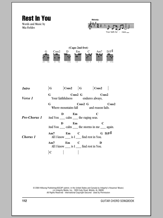 Hillsong United Rest In You sheet music notes and chords. Download Printable PDF.