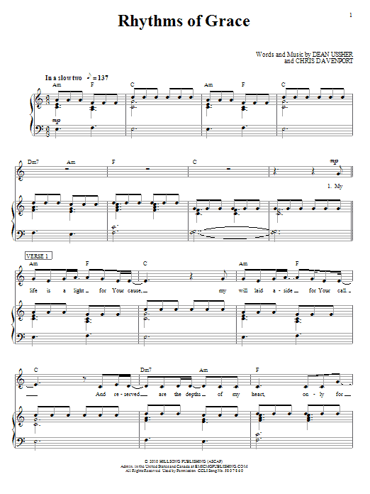 Hillsong United Rhythms Of Grace sheet music notes and chords arranged for Piano, Vocal & Guitar Chords (Right-Hand Melody)