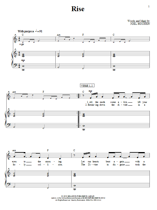 Learn to play Hillsong United Rise sheet music for Piano, Vocal & Guitar Chords (Right-Hand Melody) in minutes. Price: 7.8900$ Hillsong United Rise sheet music notes and chords arranged for Piano, Vocal & Guitar Chords (Right-Hand Melody)