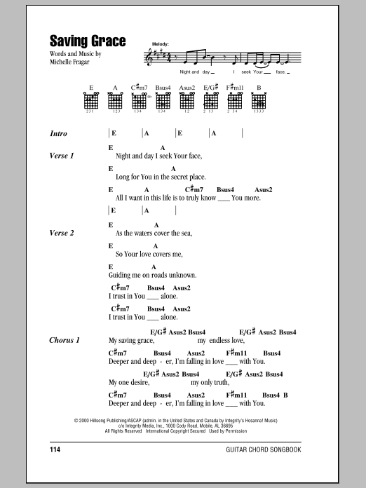 Hillsong United Saving Grace sheet music notes and chords. Download Printable PDF.