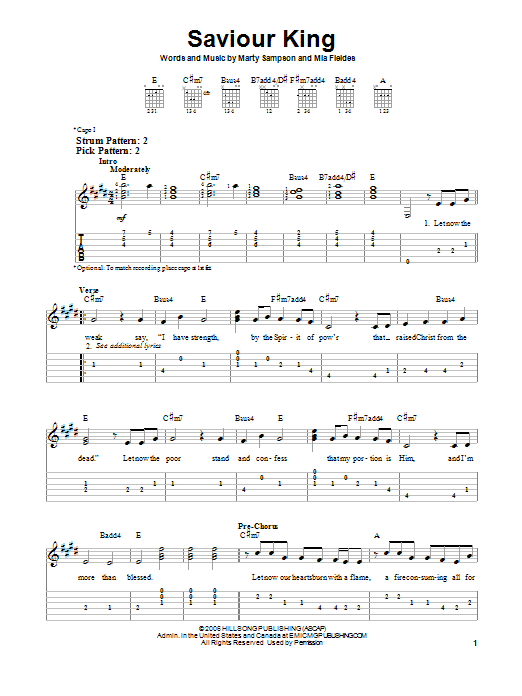 Hillsong United Saviour King sheet music notes and chords. Download Printable PDF.