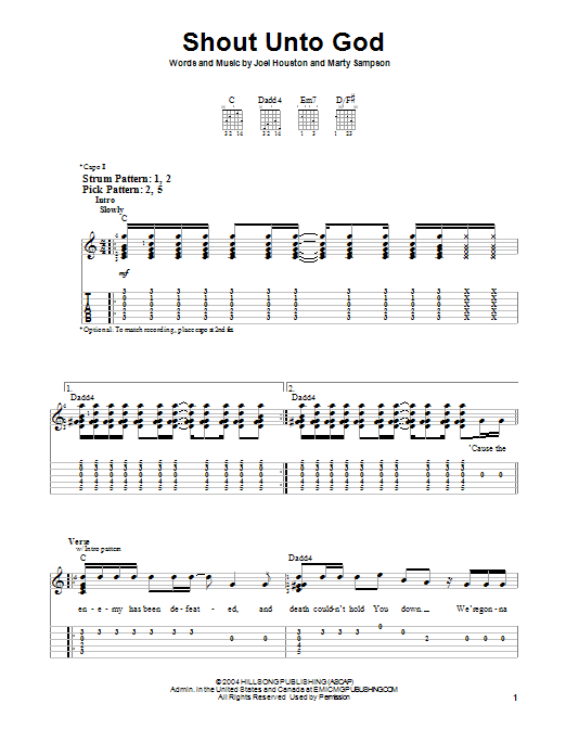 Hillsong United Shout Unto God sheet music notes and chords. Download Printable PDF.