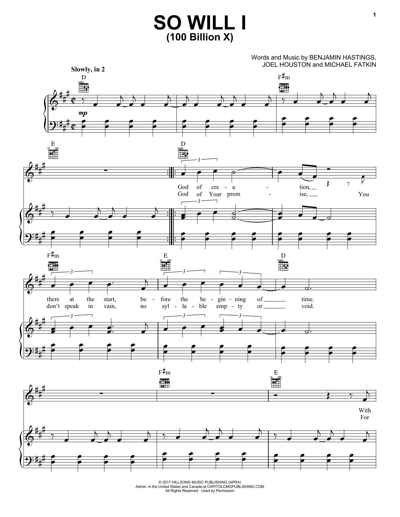 Hillsong United So Will I (100 Billion X) sheet music notes and chords. Download Printable PDF.